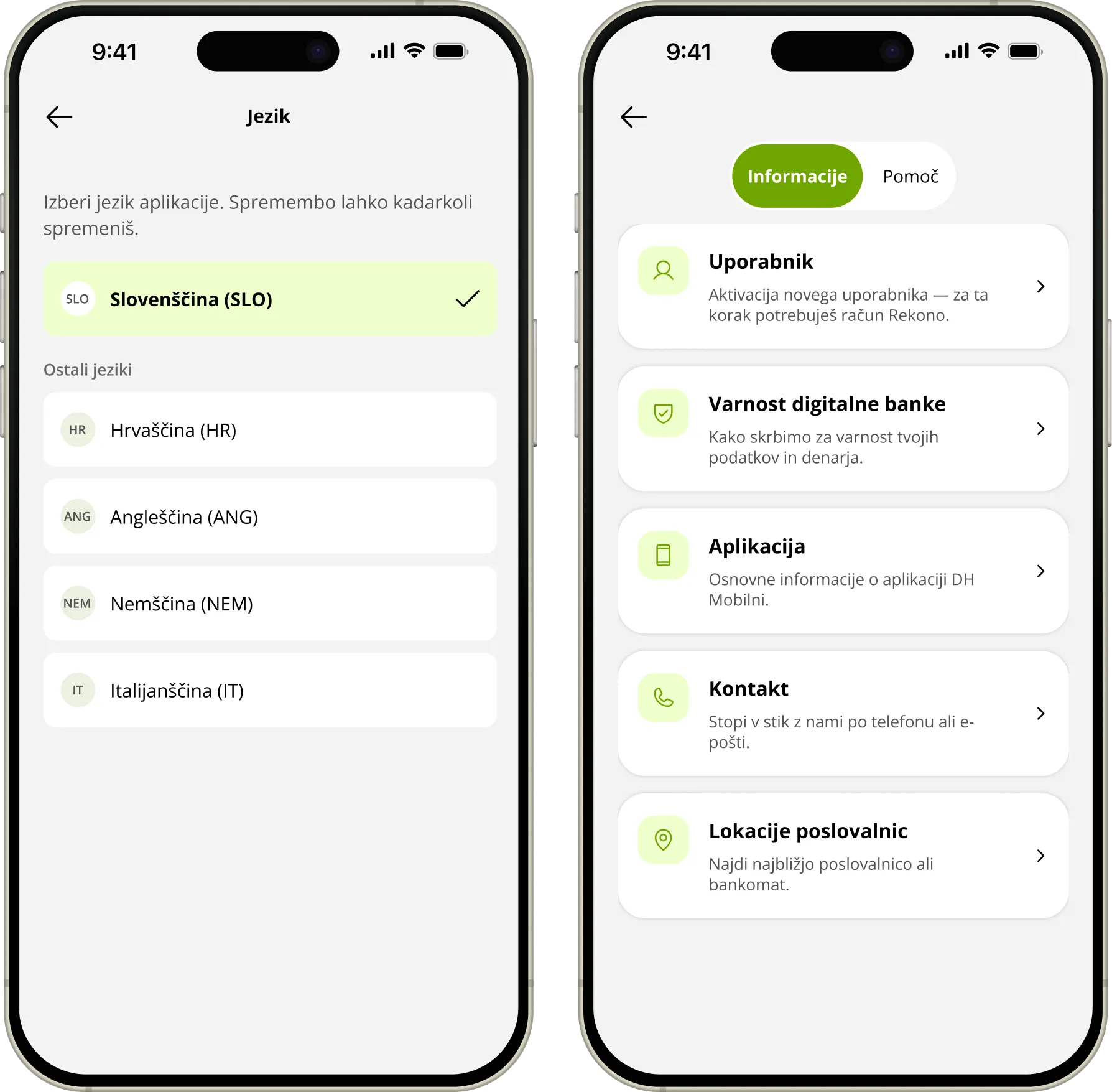 DH Mobilni: predlog oblikovanja zaslona aplikacije