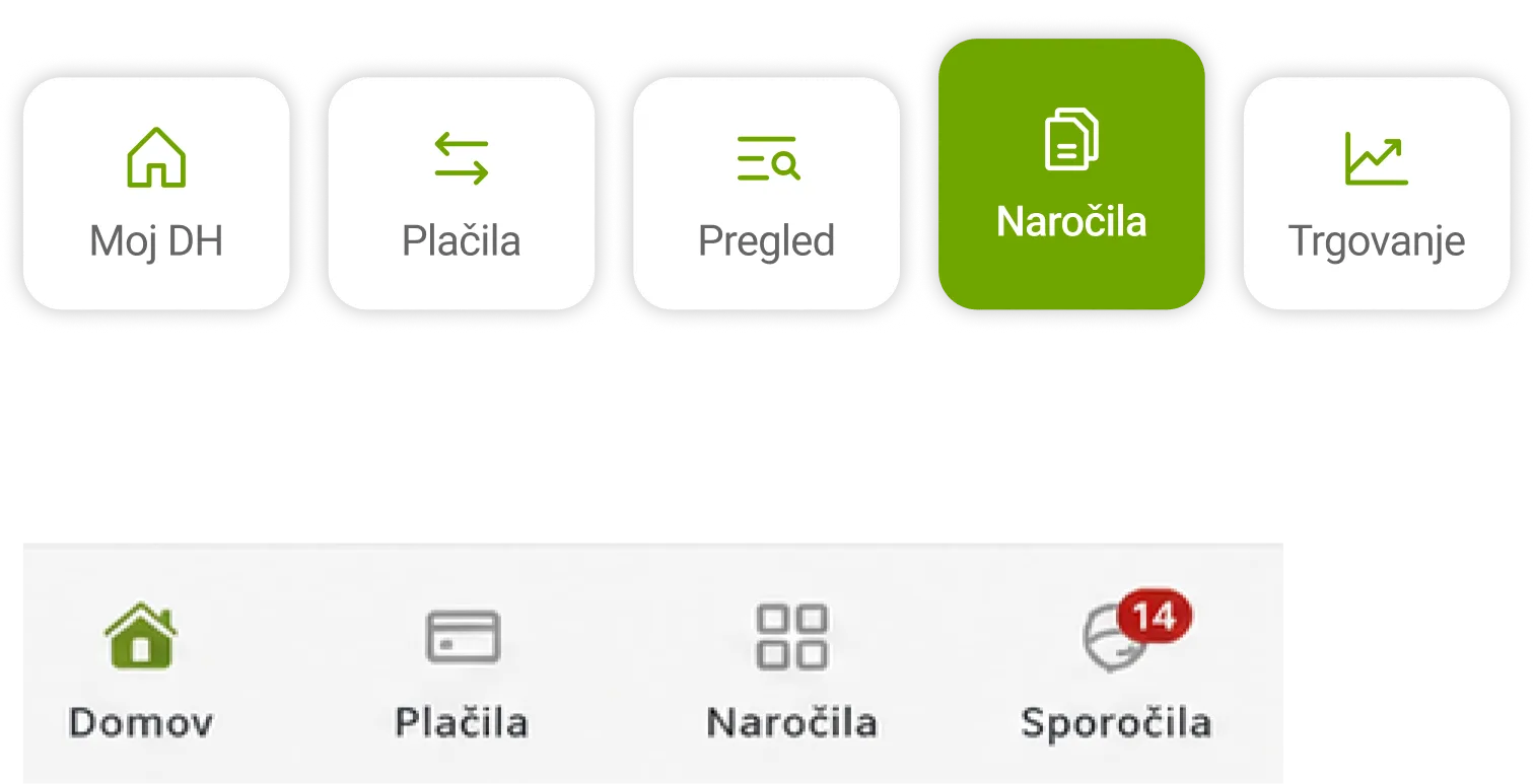 DH Mobilni: predlog oblikovanja zaslona aplikacije
