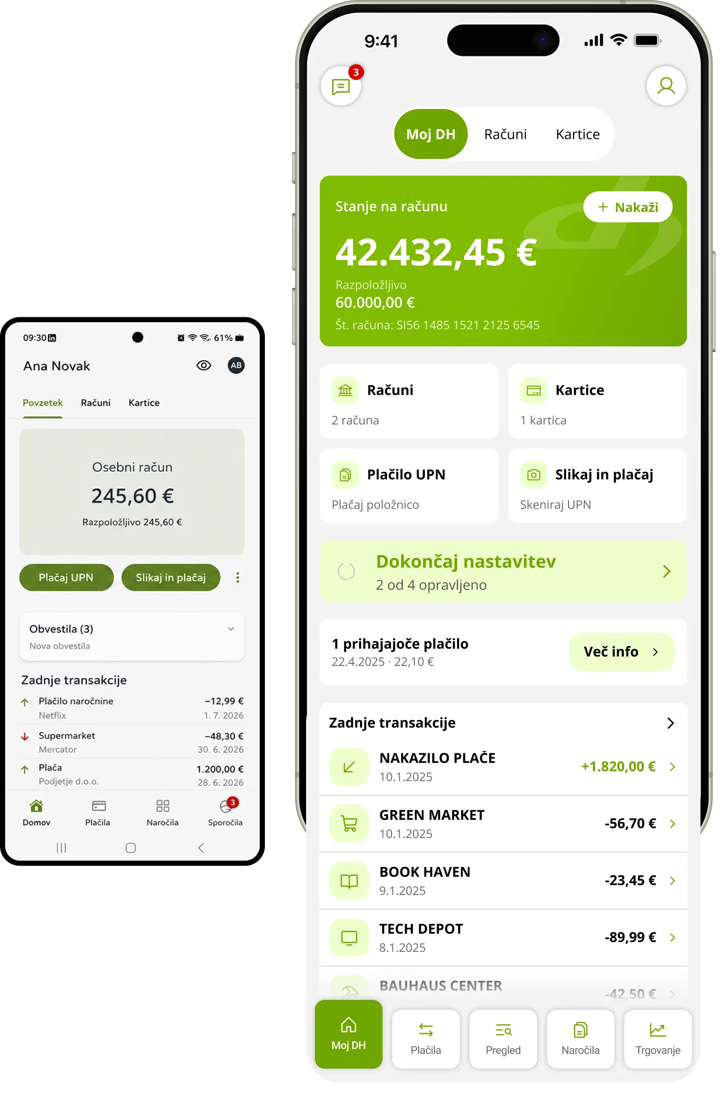 DH Mobilni: predlog oblikovanja zaslona aplikacije