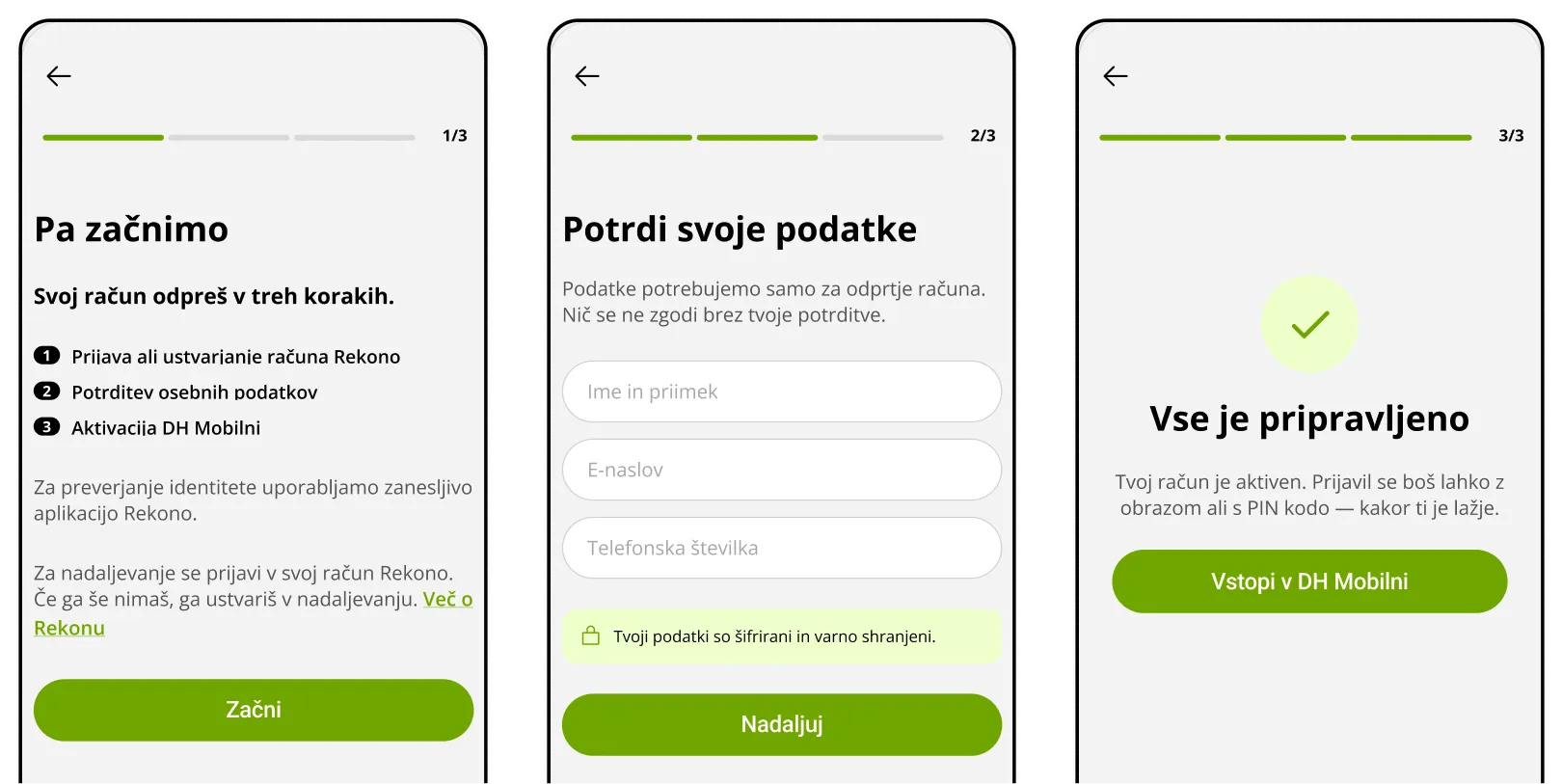 DH Mobilni: predlog oblikovanja zaslona aplikacije