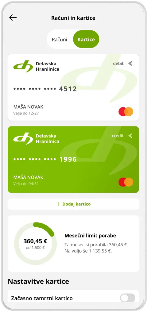 DH Mobilni: predlog prenovljenega zaslona aplikacije