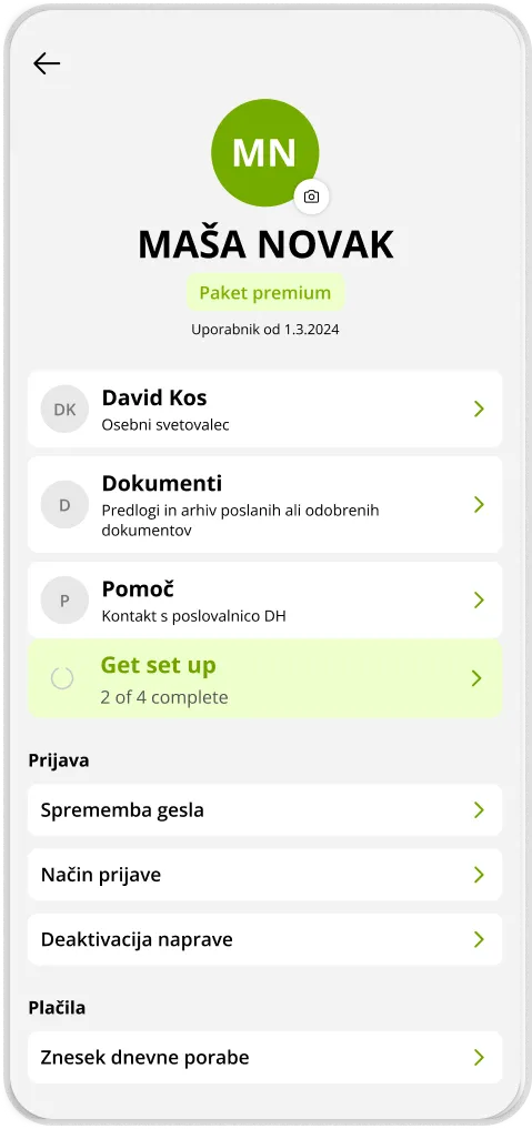 DH Mobilni: predlog prenovljenega zaslona aplikacije