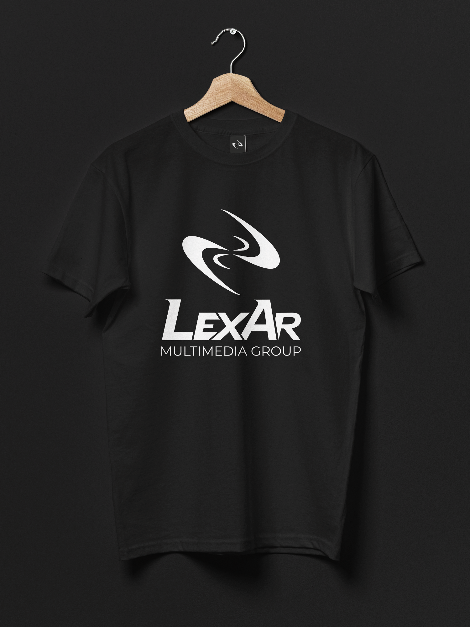 Black LexAr tee with stacked logo