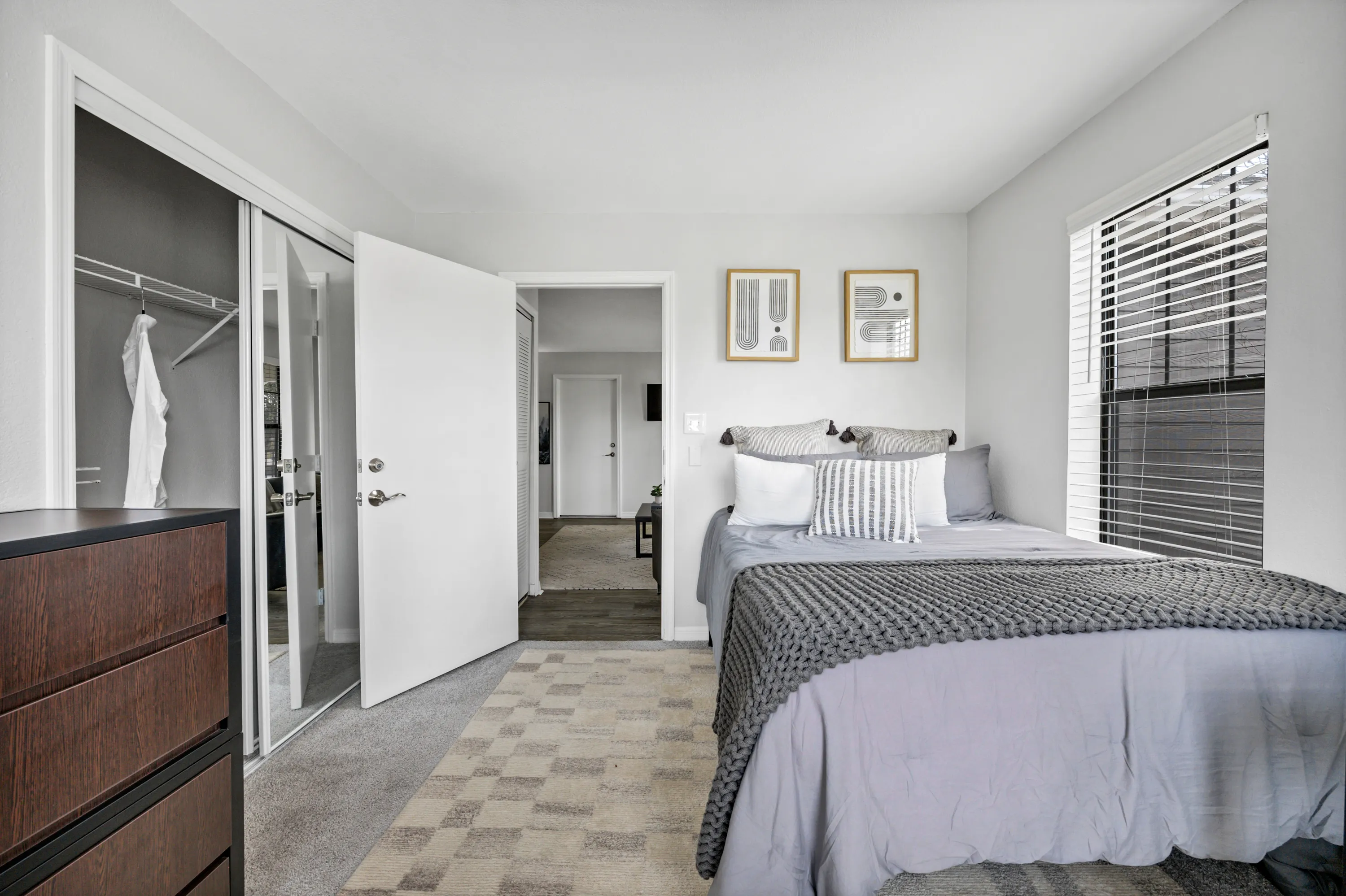 Furnished bedroom in the C1 Premium apartment at The Foundry