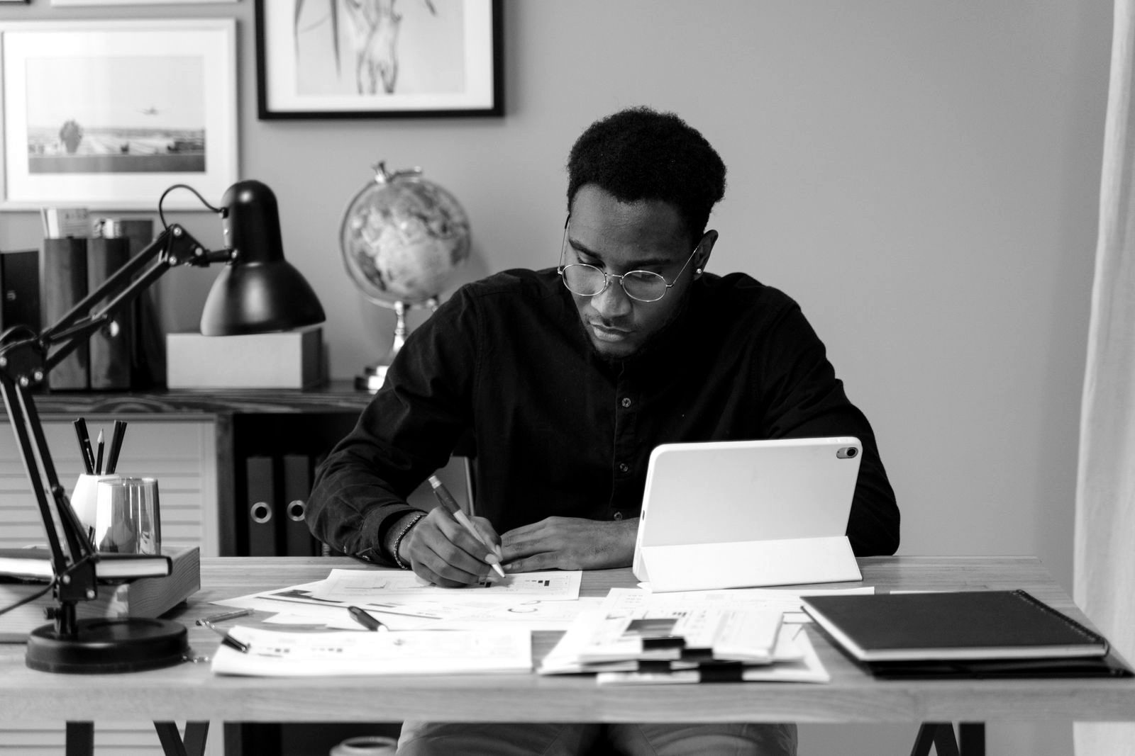 Late-night invoicing at the kitchen table