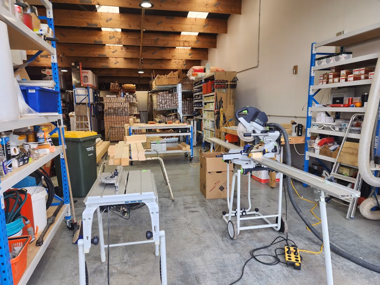 Tools and Finnish timber in the FinnSauna Auckland workshop