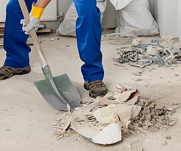 Post-construction dust and debris removal in progress