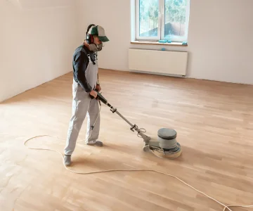 Construction debris cleared from a renovated interior