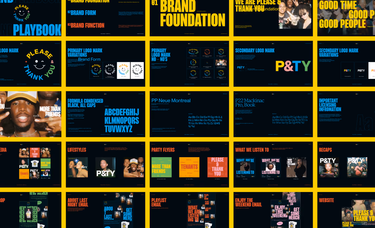 assortment of brand guideline pages