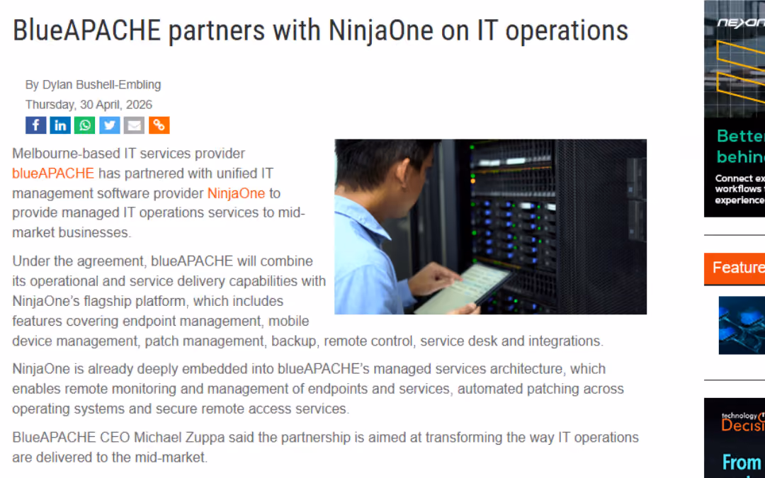 blueAPACHE partners with NinjaOne on IT operations