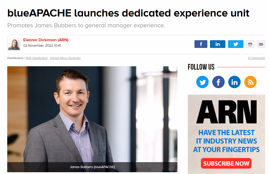 ARN: blueAPACHE launches dedicated experience unit