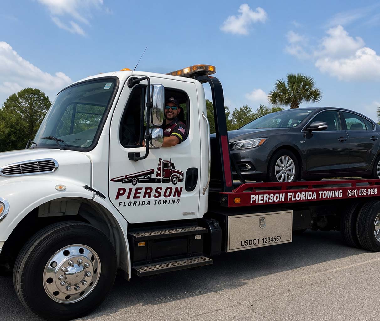 Tow truck on a Pierson road