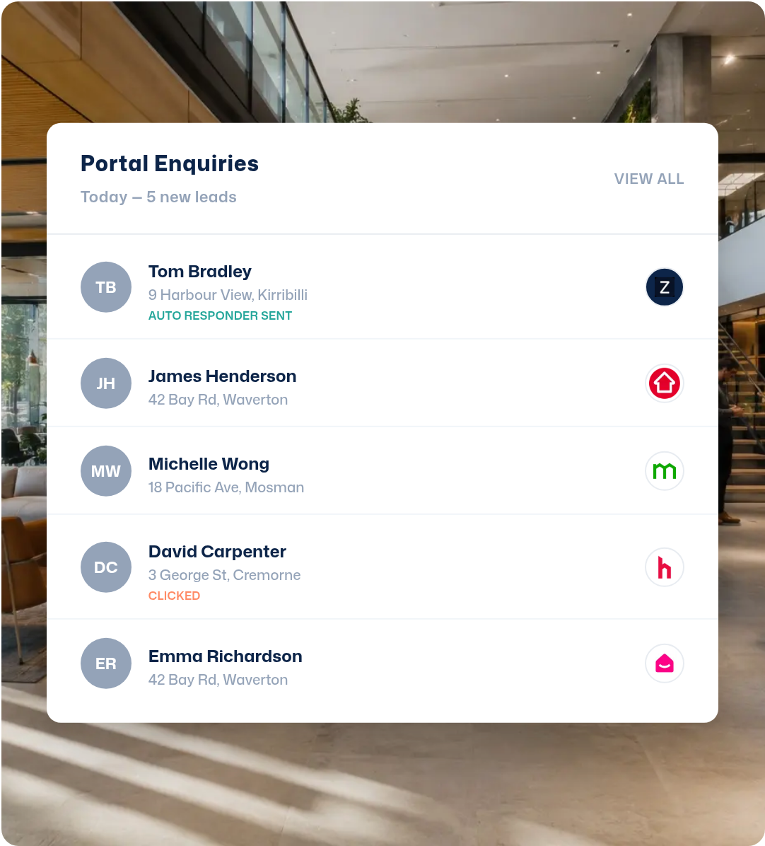 Portal enquiries auto-pulled into Zenu