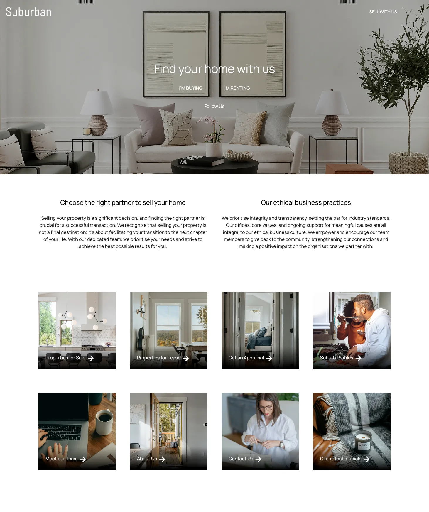 Suburban real estate website theme preview