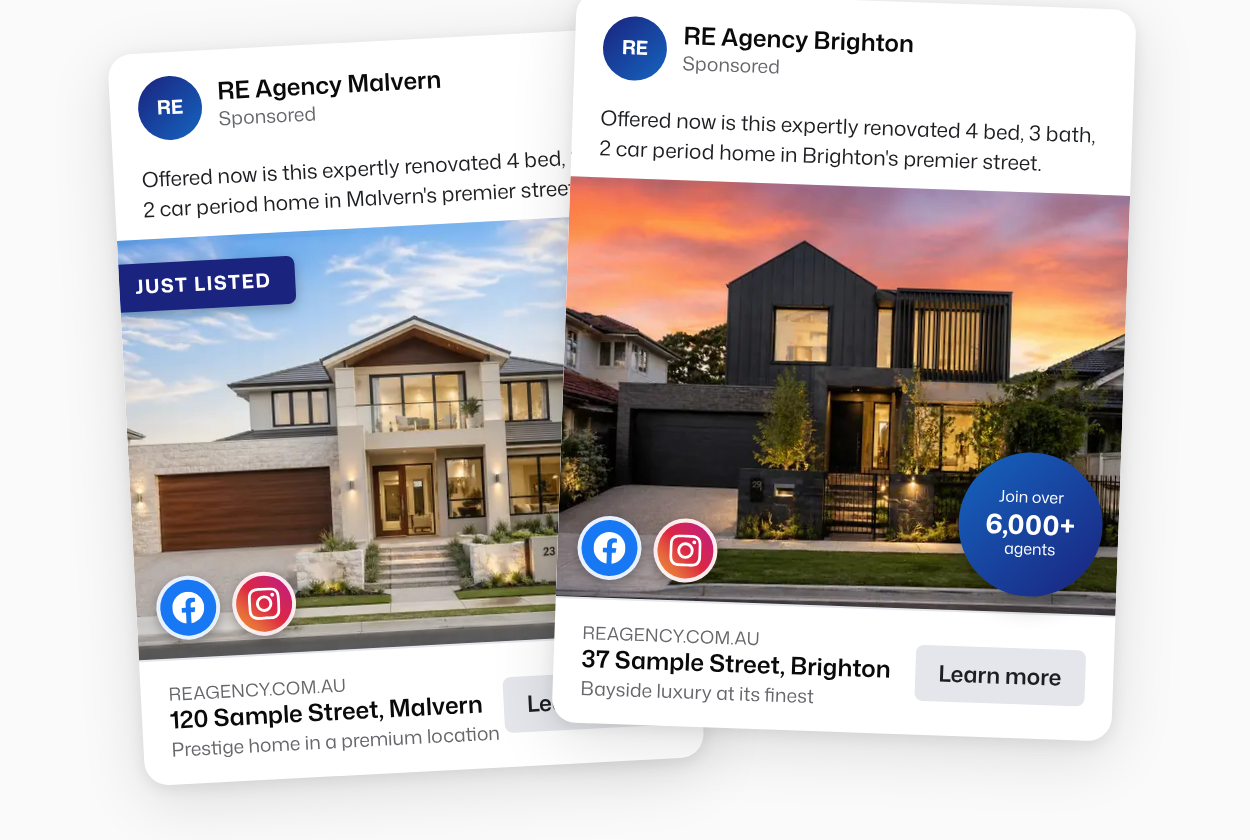 AI-generated property ad mockups for Facebook and Instagram