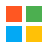 Four colored squares arranged in a 2x2 grid forming the Microsoft logo with blue, green, orange, and yellow squares.