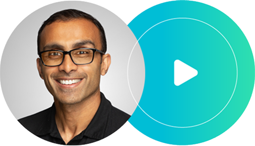 An image of Hari Nair from Cequence with a play button representing the AI/Machine Learning Innovation video