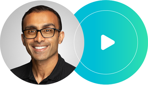 An image of Hari Nair from Cequence with a play button representing the AI/Machine Learning Innovation video
