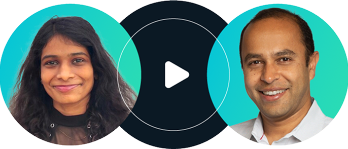 An image of people from AWS and Cequence with a play button in-between them to represent the Securing Agentic AI with Cequence and AWS webinar
