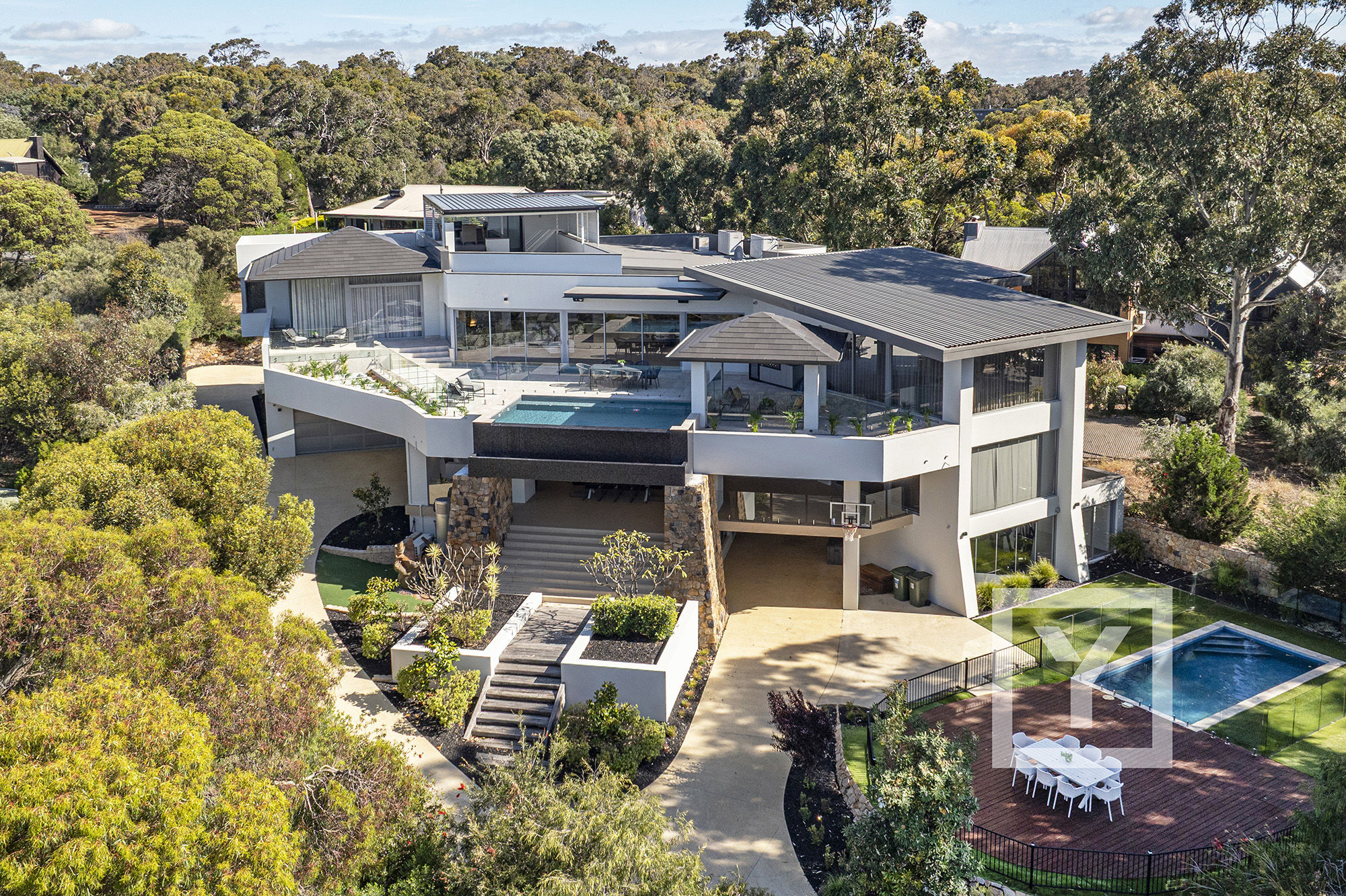 Aerial exterior view of a Blaq Staging styled Perth property