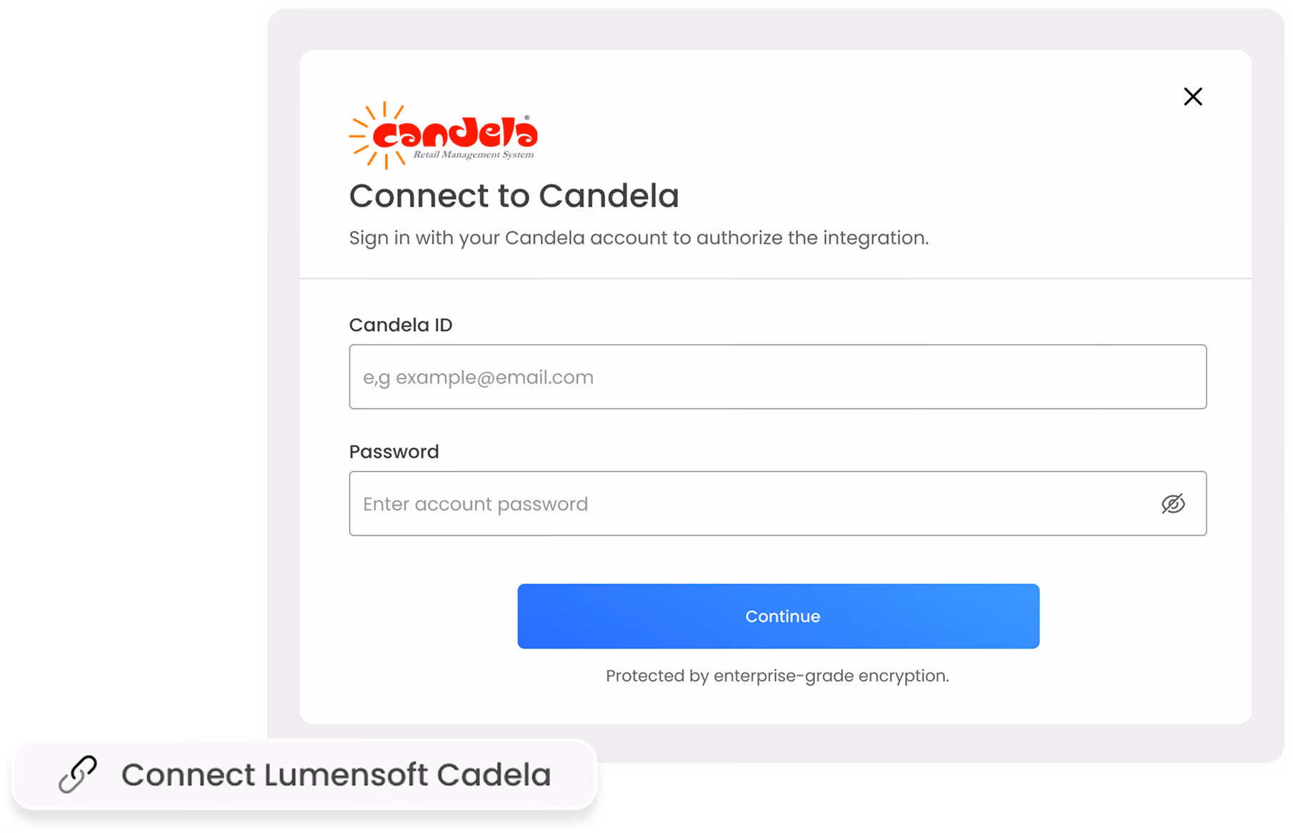 Gluon ERP integration interface to connect Candela Retail Management System with enterprise software.