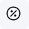 Icon of a percentage symbol inside a circle with a diagonal slash through it.