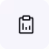 Icon of a clipboard with a checklist showing a bar chart with three vertical bars and a checkmark.