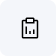 Icon of a clipboard with a checklist showing a bar chart with three vertical bars and a checkmark.
