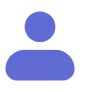 Simple blue user profile icon depicting a round head and shoulders silhouette on a white background.