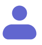Simple blue user profile icon depicting a round head and shoulders silhouette on a white background.