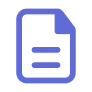 Blue icon of a document with three horizontal lines representing text and a folded top-right corner.