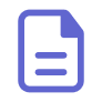 Blue icon of a document with three horizontal lines representing text and a folded top-right corner.