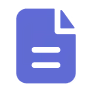 Icon of a blue document with a folded top-right corner and three horizontal white lines representing text.
