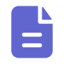 Icon of a blue document with a folded top-right corner and three horizontal white lines representing text.
