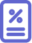 Blue circle with an icon of a document featuring a percentage symbol and lines representing text.