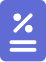 Blue icon depicting a percentage symbol above three horizontal lines representing text or data.