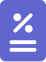 Blue icon depicting a percentage symbol above three horizontal lines representing text or data.