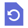Blue document icon with a curved arrow pointing left, symbolizing undo or revert action.