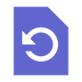 Blue document icon with a curved arrow pointing left, symbolizing undo or revert action.