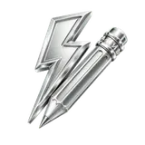 Silberner Blitz und Bleistift Symbol für Energie oder Kreativität.