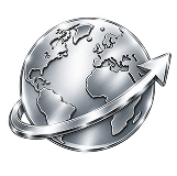 Globushalbkugel mit vier Standortmarkierungen in Europa, Afrika und Amerika.