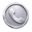 Telefonhörer-Symbol in einem runden, metallisch wirkenden Rahmen.