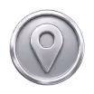 Graues Standort-Pin-Symbol auf einem runden grauen Hintergrund.