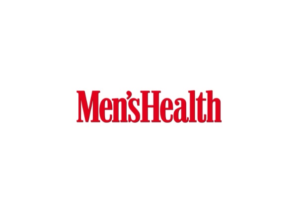 a red and white logo