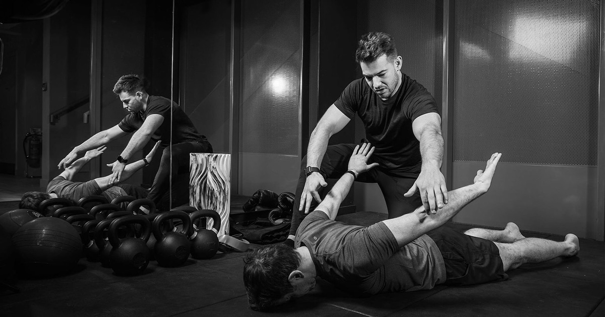 a man doing a push-up exercise