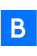 A blue and white sign with the letter b on it.