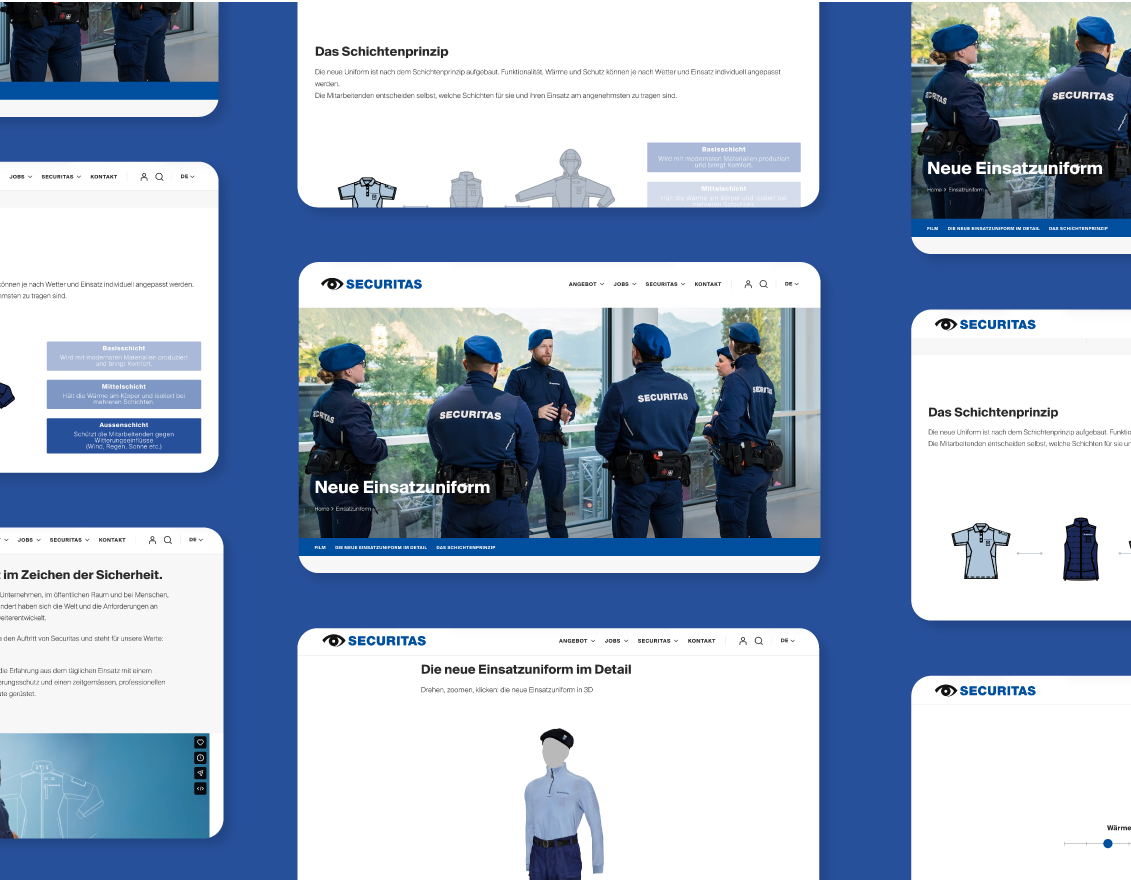 Zweite Ansicht der Securitas Landingpage zur Einsatzuniform