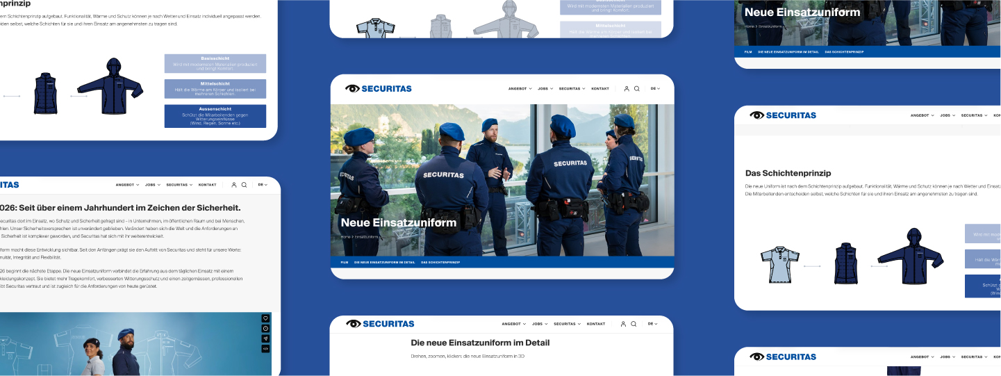 Landingpage von Securitas zur neuen Einsatzuniform im Mockup