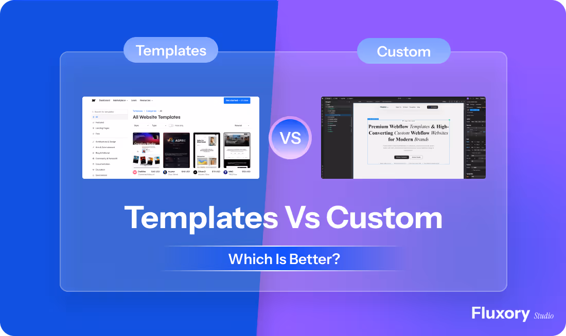Webflow templates compared with custom Webflow design
