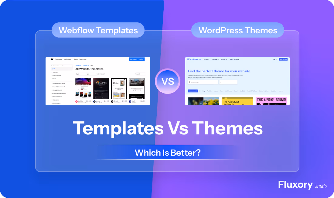 Webflow templates compared with WordPress themes